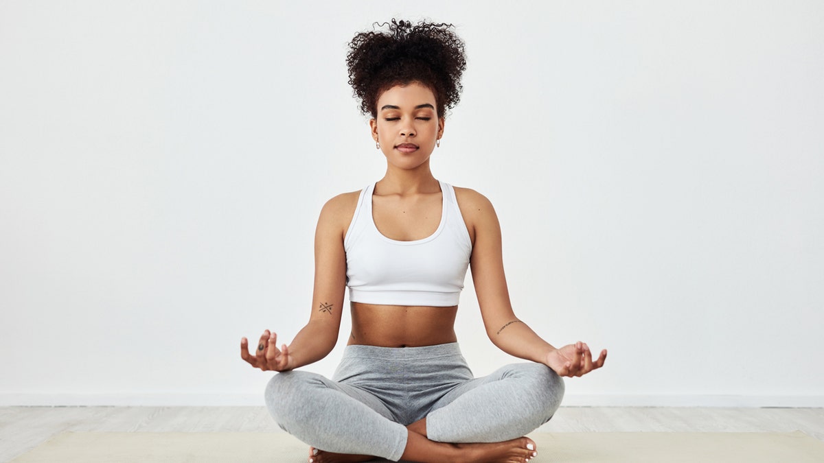 A woman doing yoga